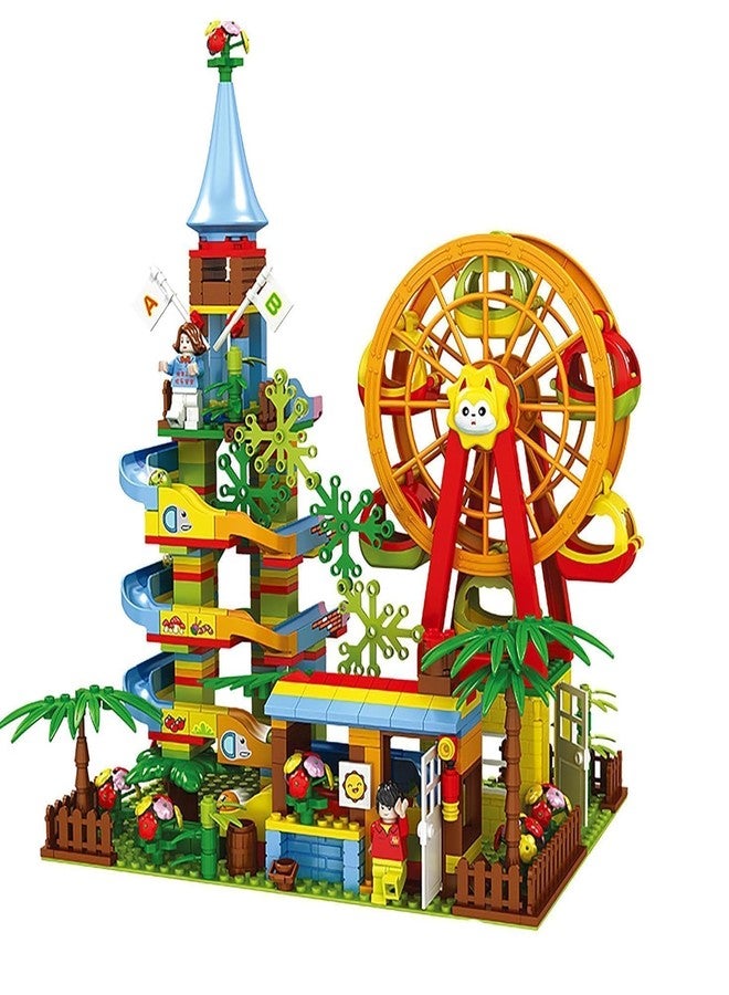 Bhavenu Playground Colourful Slide Amusement Park with Ferris Wheel Building Blocks Brick Set DIY Assembled Toys 469 pc - Image 1